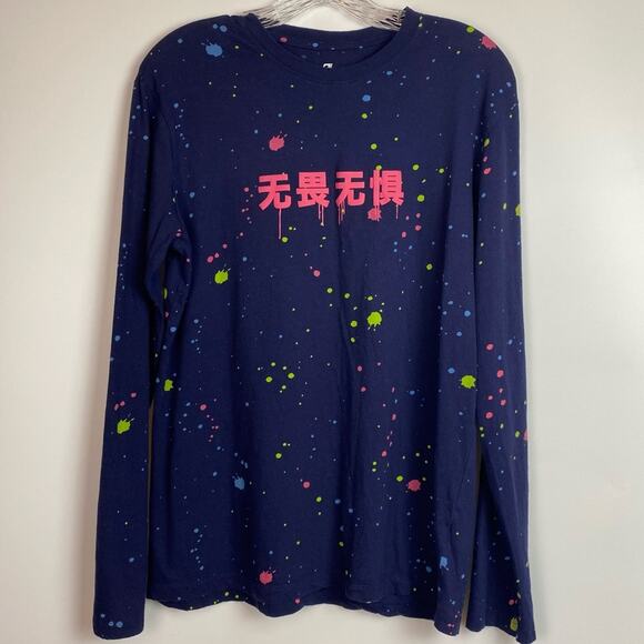 UPSTANDERS LONG SLEEVE BLUE SPLATTER PAINT T-SHIRT SIZE SMALL - Picture 1 of 10